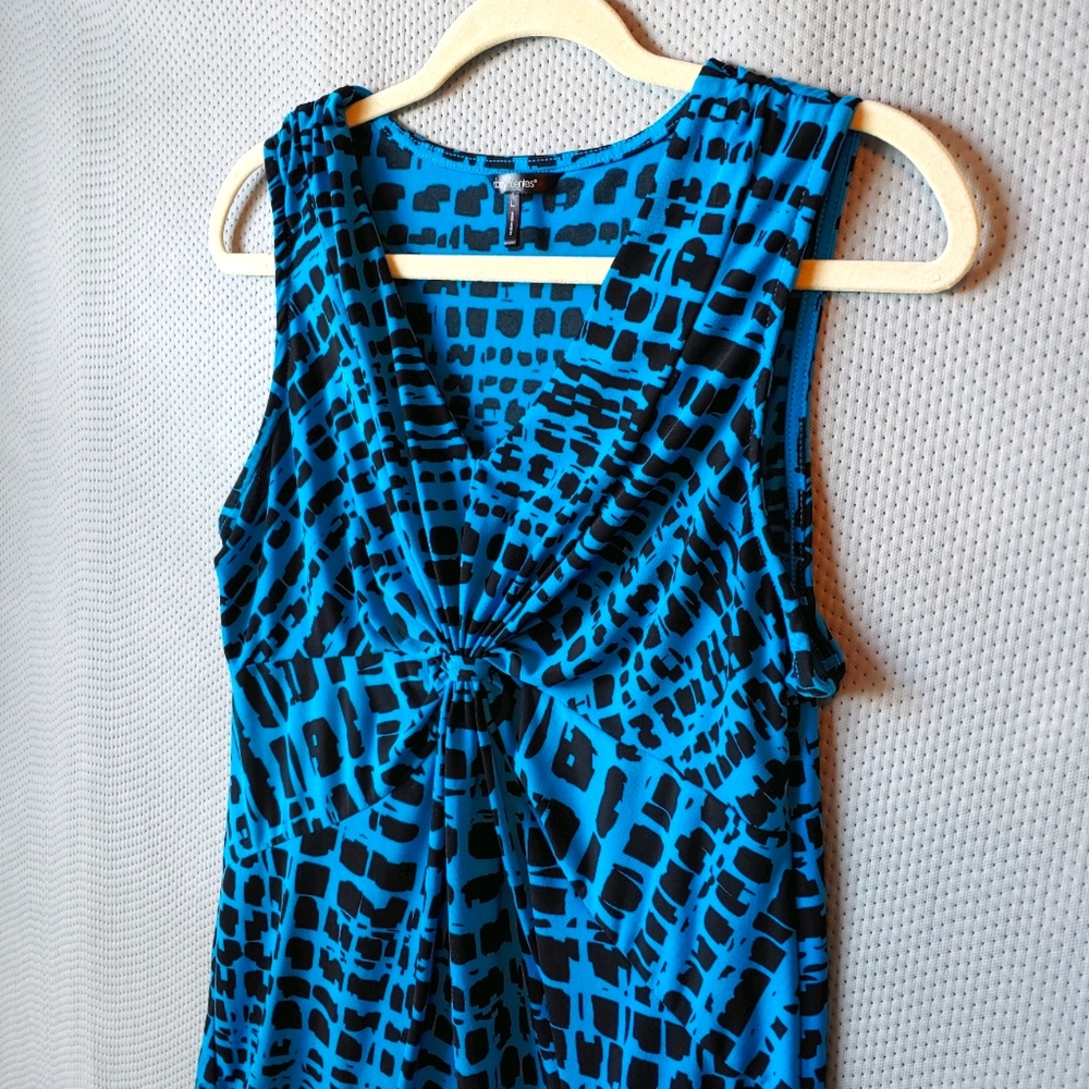 Daisy Fuentes Ruched Cerulean Combo Tank Top